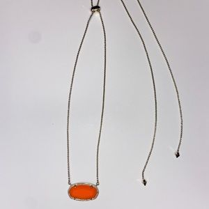 Kendra Scott Adjustable Slide Necklace in Gold with Orange Stone